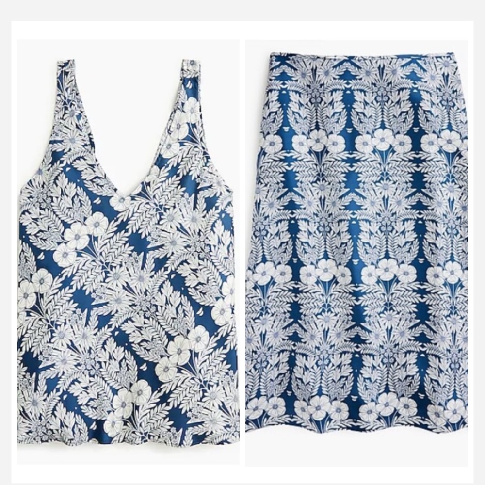 J.Crew X Abigail Borg Silk Tank & Skirt Set